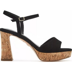 Tamaris Γυναικεία Πέδιλα Suede Μαύρα με Χοντρό Πολύ Ψηλό Τακούνι και Φιάπα 1-28340-42-001