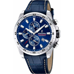 Festina Ανδρικό Ρολόι Χρονογράφος με Μπλε Δερμάτινο Λουράκι F20692/2