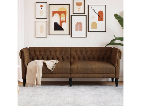 vidaXL Chesterfield Τριθέσιος Καναπές Καφέ 201x74x74cm 372564