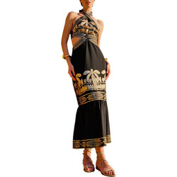 Lace Midi Καλοκαιρινό Φόρεμα για Γάμο / Βάπτιση Μαύρο M-8513