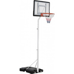 HOMCOM Μπασκέτα με Βάση και Ρυθμιζόμενο Ύψος 210-260cm A61-029WT