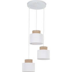 TK Lighting Duo 2594 Κρεμαστό Φωτιστικό Οροφής Τρίφωτο E27 Λευκό