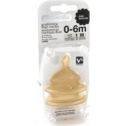 Suavinex Anatomica Θηλή Καουτσούκ για Μπιμπερό 0m+ Μεσαίας Ροής 2τμχ 3156850