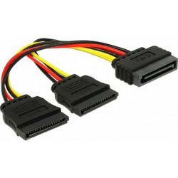 DeLOCK 60105 Καλώδιο Τροφοδοσίας 15-Pin SATA Male to 2 x 15-Pin SATA Female 0.15m Multicolor