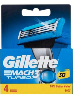 Gillette Mach 3 Turbo 3D Ανταλλακτικά Ξυραφάκια με 3 Λεπίδες & Λιπαντική Ταινία 4τμχ
