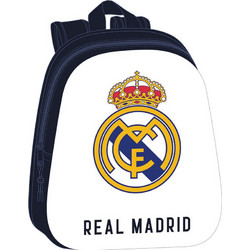 Safta Real Madrid 3D Σχολική Τσάντα Πλάτης Νηπιαγωγείου Λευκή Μαύρη S4309370