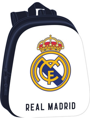Safta Real Madrid 3D Σχολική Τσάντα Πλάτης Νηπιαγωγείου Λευκή Μαύρη S4309370
