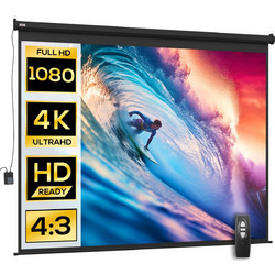 HOMCOM 001-006V90BK Ηλεκτρική Οθόνη Προβολής Projector Τοίχου / Οροφής 4:3 244x183cm / 120"