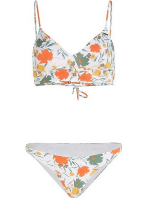 O'Neill Wave Skye Bikini Set Μπουστάκι Floral Λευκό Πορτοκαλί Χακί 92800614224