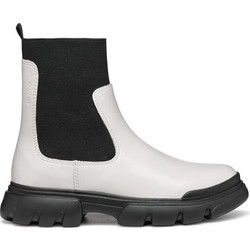 Geox Junette Παιδικά Μποτάκια Μαύρα Λευκά Chelsea J46HVC0BCNHC1M9B