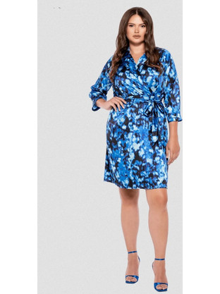 Silky Collection Mini Φόρεμα για Γάμο / Βάπτιση Κρουαζέ Navy Μπλε 10128
