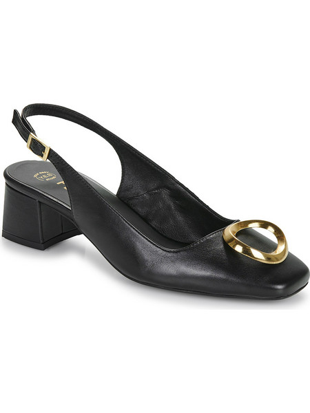 Fericelli MIMI Γόβες Slingback Δερμάτινες με Χοντρό Χαμηλό Τακούνι Μαύρες ST-0051