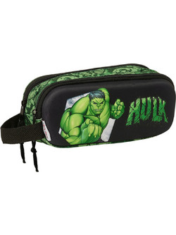 Safta Hulk Κασετίνα Βαρελάκι με 2 Θήκες Μαύρη Πράσινη 8412688564668