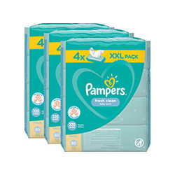 Pampers Fresh Clean Μωρομάντηλα Χωρίς Οινόπνευμα & Parabens 12x80τμχ