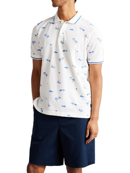 Ted Baker Ανδρική Μπλούζα Polo Κοντομάνικη Λευκή 259412