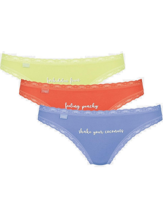 Sloggi Βαμβακερά Γυναικεία Slip με Δαντέλα 3Pack 10197969