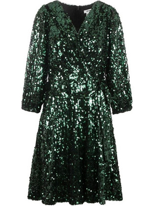 DKNY Midi Φόρεμα για Γάμο / Βάπτιση Αμπιγιέ με Παγιέτες Κυπαρισσί DD4I3967-1P2