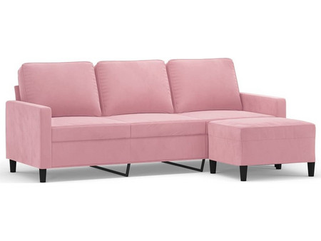 vidaXL Τριθέσιος Καναπές Βελούδινος Ροζ 198x77x80cm 3201058