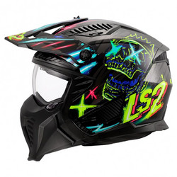 LS2 OF606 Drifter Rayz Black Blue Green Κράνος Μηχανής Crossover / Modular 1300gr