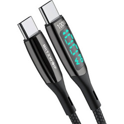 Blitzwolf BW-TC23 Braided LED USB-C to USB-C 100W 1.8m Black 5905316147171