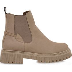Ragazza Γυναικεία Μποτάκια Chelsea Suede Μπεζ με Χοντρό Χαμηλό Τακούνι 0792