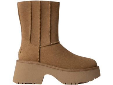 UGG Classic Twin Seam Γυναικεία Μποτάκια Suede Ταμπά με Χοντρό Χαμηλό Τακούνι και Γούνα 1158313-CHE