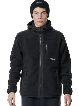 Body Action Ανδρική Ζακέτα Fleece με Κουκούλα και Φερμουάρ Μαύρη 073422-01