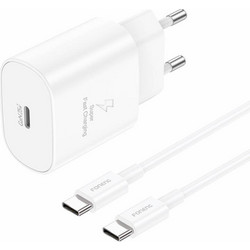 Foneng EU51 Φορτιστής με Καλώδιο USB-C με Θύρα USB-C 25W Power Delivery White