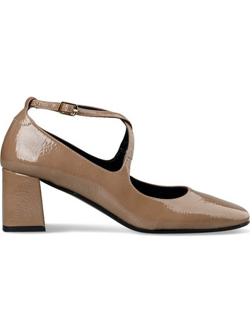 Envie Shoes Γόβες Λουστρίνι με Χοντρό Χαμηλό Τακούνι & Λουράκι Μπεζ E02-20830-47