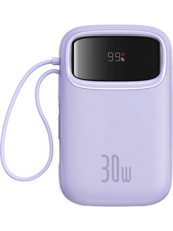 Baseus QPow 2 Power Bank 10000mAh 30W με Θύρα USB-A & 2 Θύρες USB-C Quick Charge 3.0 & Power Delivery Purple