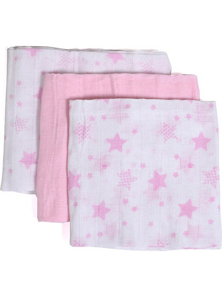 Gamberritos Stars Πάνες Αγκαλιάς από Μουσελίνα Ροζ 80x80cm 3τμχ 9274P-1