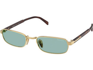 Prada PRB54S 5AK40K Ανδρικά Γυαλιά Ηλίου Ορθογώνια Μεταλλικά Μαύρα με Μπλε Φακό