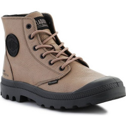 Palladium Pampa Hi Γυναικεία Αρβυλάκια Δερμάτινα Μπεζ με Χοντρό Χαμηλό Τακούνι 77963-297