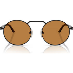 Persol PO1019S 107853 Ανδρικά Γυαλιά Ηλίου Στρογγυλά Μεταλλικά Μαύρα με Καφέ Φακό