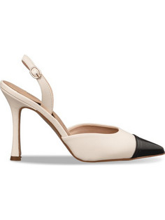 Envie Shoes Γόβες Slingback Δερμάτινες με Λεπτό Ψηλό Τακούνι Εκρού E02-21733-199