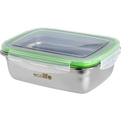 Ecolife Δοχείο Φαγητού Inox 850ml Πράσινο Ασημί