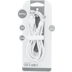 Setty KSA-C-1.220 USB-A to USB-C 1.2m White 5900495094230