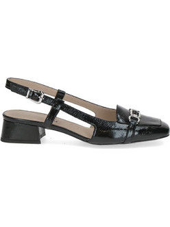 Caprice Ανατομικές Γόβες Slingback Λουστρίνι με Χοντρό Χαμηλό Τακούνι Μαύρες 9-29501-44-017
