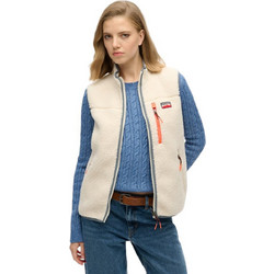 Superdry Γυναικεία Ζακέτα Fleece Μακριά με Φερμουάρ Εκρού W5011914A-39E