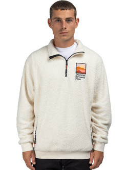 District75 Ανδρικό Φούτερ Fleece με Τσέπες Εκρού 224MLS-163-092