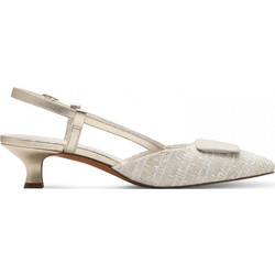 Marco Tozzi Γόβες Slingback Δερμάτινες με Λεπτό Χαμηλό Τακούνι Εκρού 2-2-29503-44-456