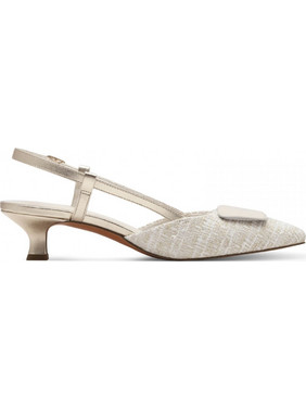 Marco Tozzi Γόβες Slingback Δερμάτινες με Λεπτό Χαμηλό Τακούνι Εκρού 2-2-29503-44-456
