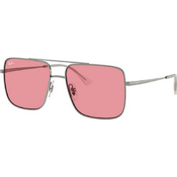 Ray-Ban RB3758 00484 Ανδρικά Γυαλιά Ηλίου Τετράγωνα Μεταλλικά Ασημί με Ροζ Φακό