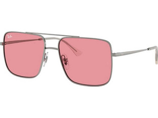 Ray-Ban RB3758 00484 Ανδρικά Γυαλιά Ηλίου Τετράγωνα Μεταλλικά Ασημί με Ροζ Φακό