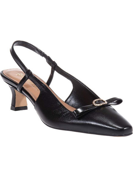 Toutounis Γόβες Slingback Δερμάτινες με Χοντρό Χαμηλό Τακούνι Μαύρες 2351012