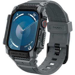 Spigen Rugged Armor Pro Θήκη Σιλικόνης με Λουράκι για Apple Watch 10 46mm Ανθρακί