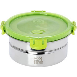 Ecolife Δοχείο Φαγητού Θερμός Inox 1lt Ασημί Πράσινο