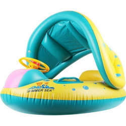 Βρεφικό Σωσίβιο Swimtrainer 73cm με Σκίαστρο για 6+ Μηνών Κίτρινο 28273091