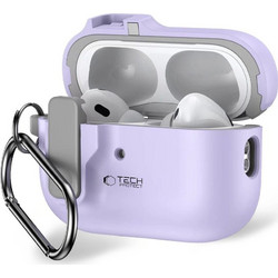 Tech-Protect Slim Hook Θήκη Σιλικόνης με Γάντζο για Apple AirPods Pro 1 / 2 Μωβ