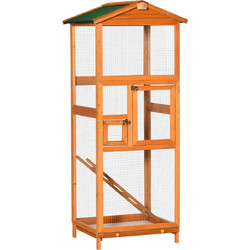 PawHut Ξύλινο Κλουβί Πτηνών Καφέ 68x63x165cm D10-004V00OG